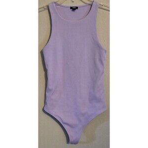 Express Body Contour Ribbed Bodysuit Womens Small Lavender Stretch Top‎ Preloved